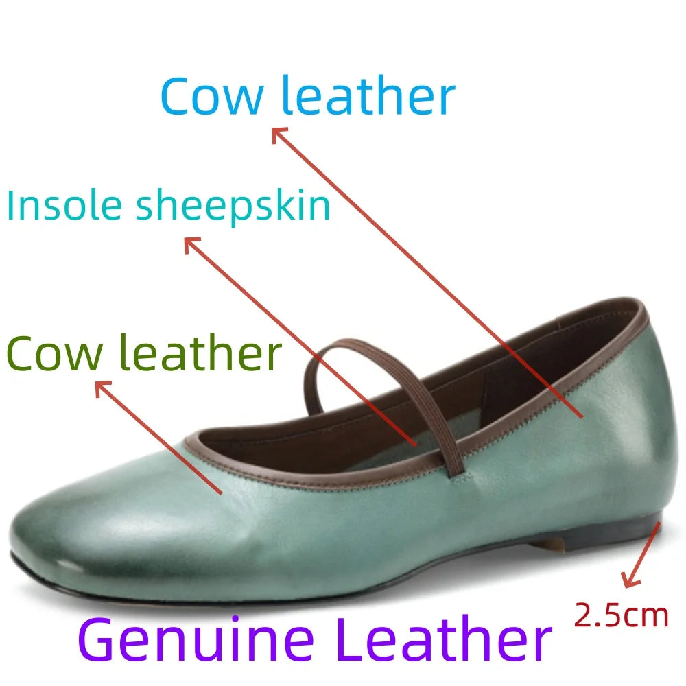 Hot Sales Ballet Flat Shoes For Women Handmade Genuine Leather Round Toe Loafers Female Comfort Leisure Walk Shoe