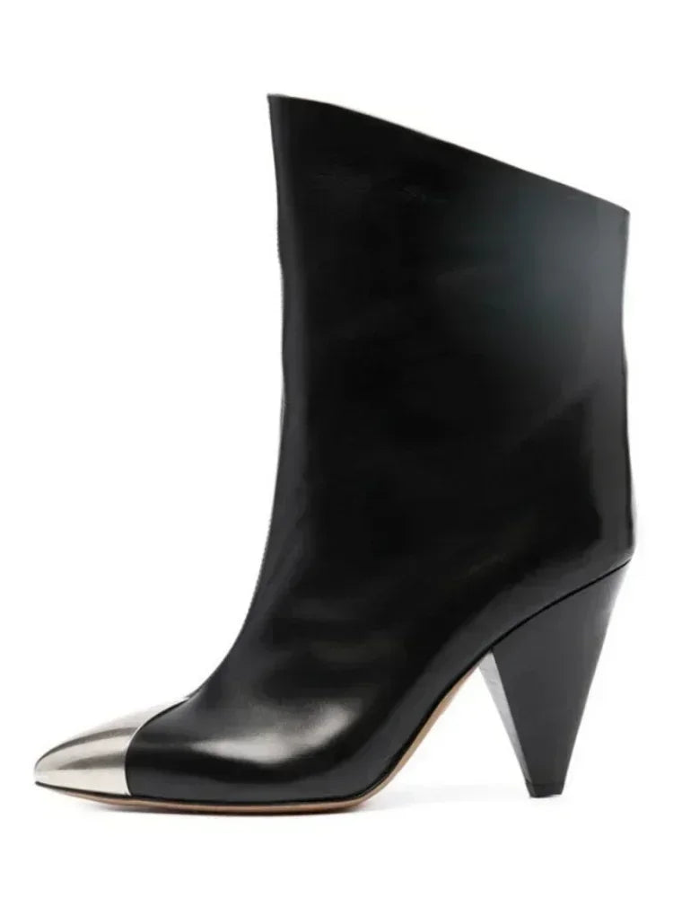 2026 European and American New Pointed Women's Short Boots with Conical High Heels Fashion 34-45 Size Large Women's Long Boots