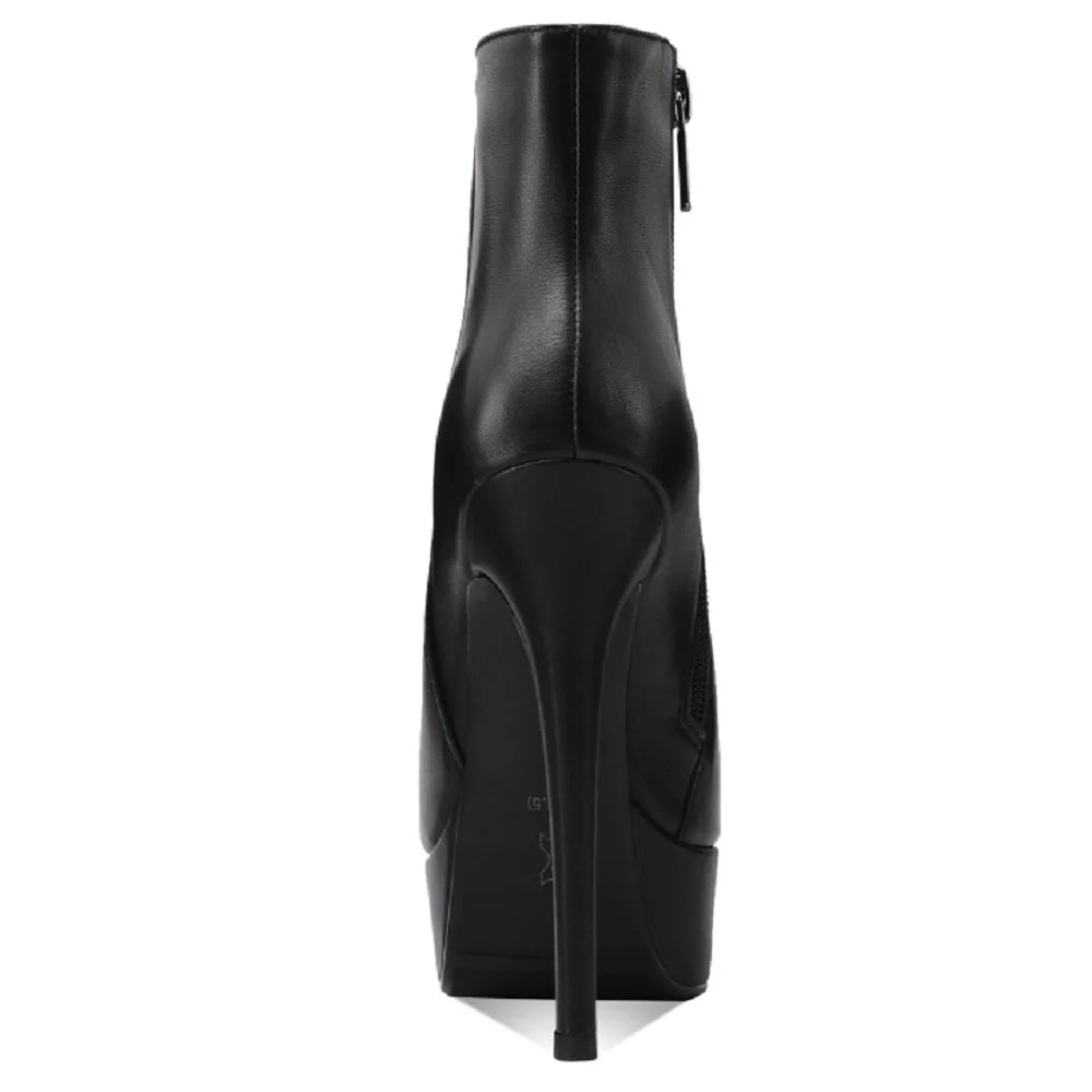 Women Handmade Genuine Leather Ankle Boots Side Zip Thin High Heels Pointed Toe Dress Ladies Female Shoes 33-40