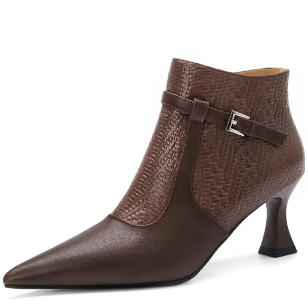 Women's Handmade Genuine Leather Soft and comfortable Short Boots New High-heeled Banquet Shoes 34-40