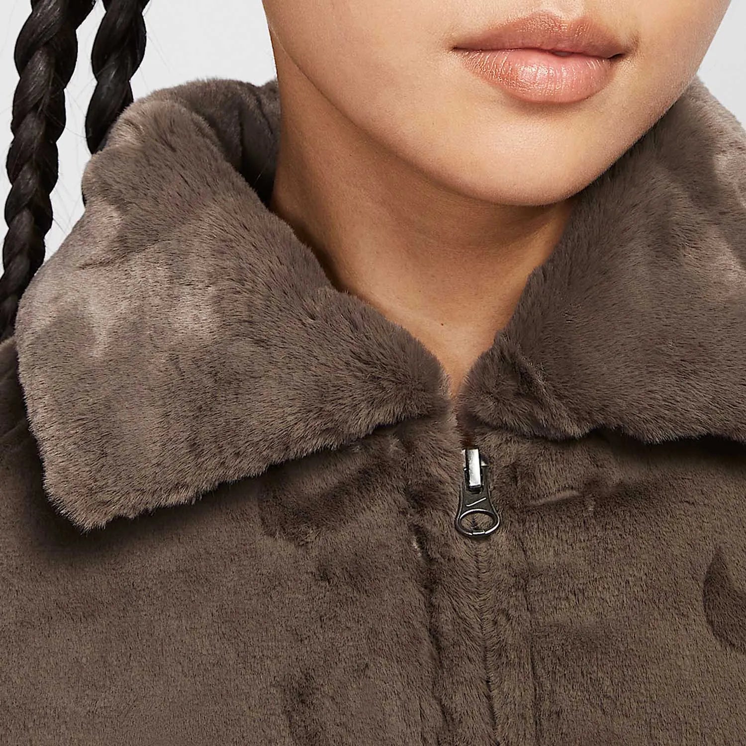 Nike Official Authentic Fall New Women's Loose Faux Fur Collar Jacket FV8020-004