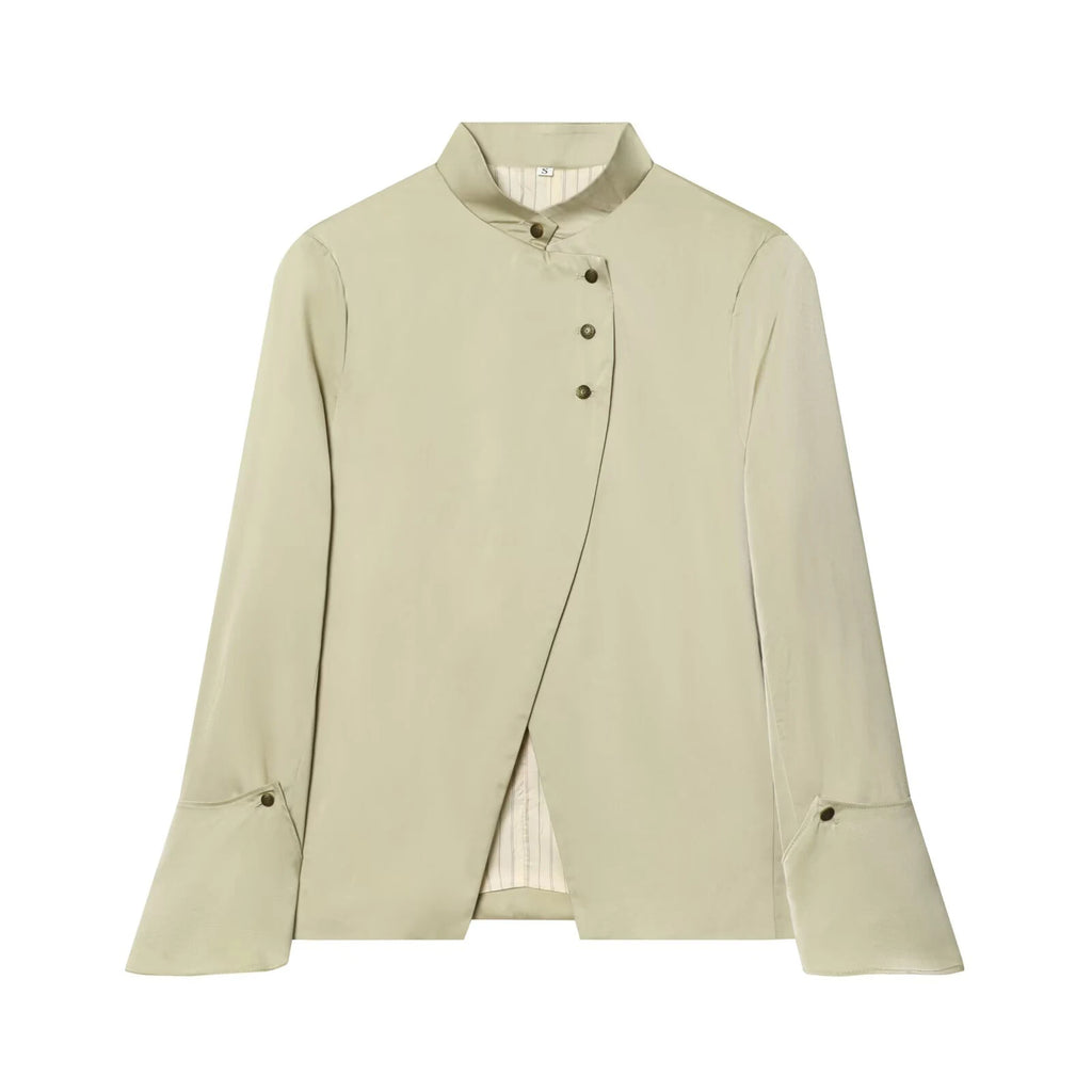 European and American style 2026 spring/summer new product women's half high collar layered decoration versatile suit jacket