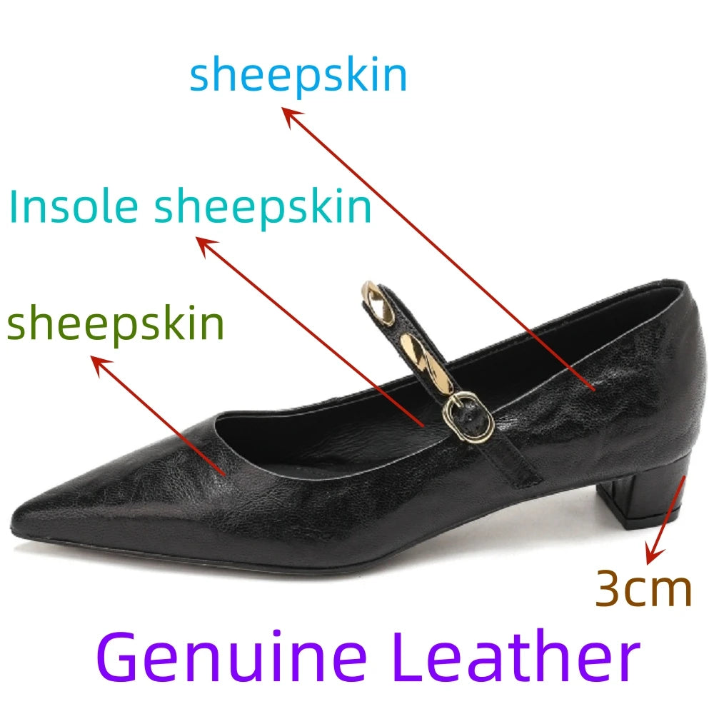 Handmade Genuine Leather Comfortable Mid Heel Single oes Women Work oes Easy to Wear And Not Tiring 34-40