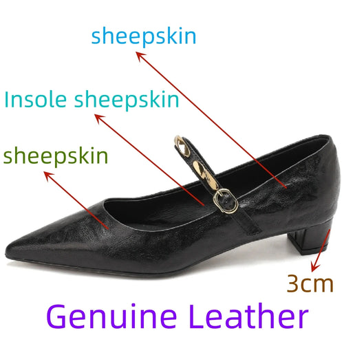 Handmade Genuine Leather Comfortable Mid Heel Single oes Women Work oes Easy to Wear And Not Tiring 34-40