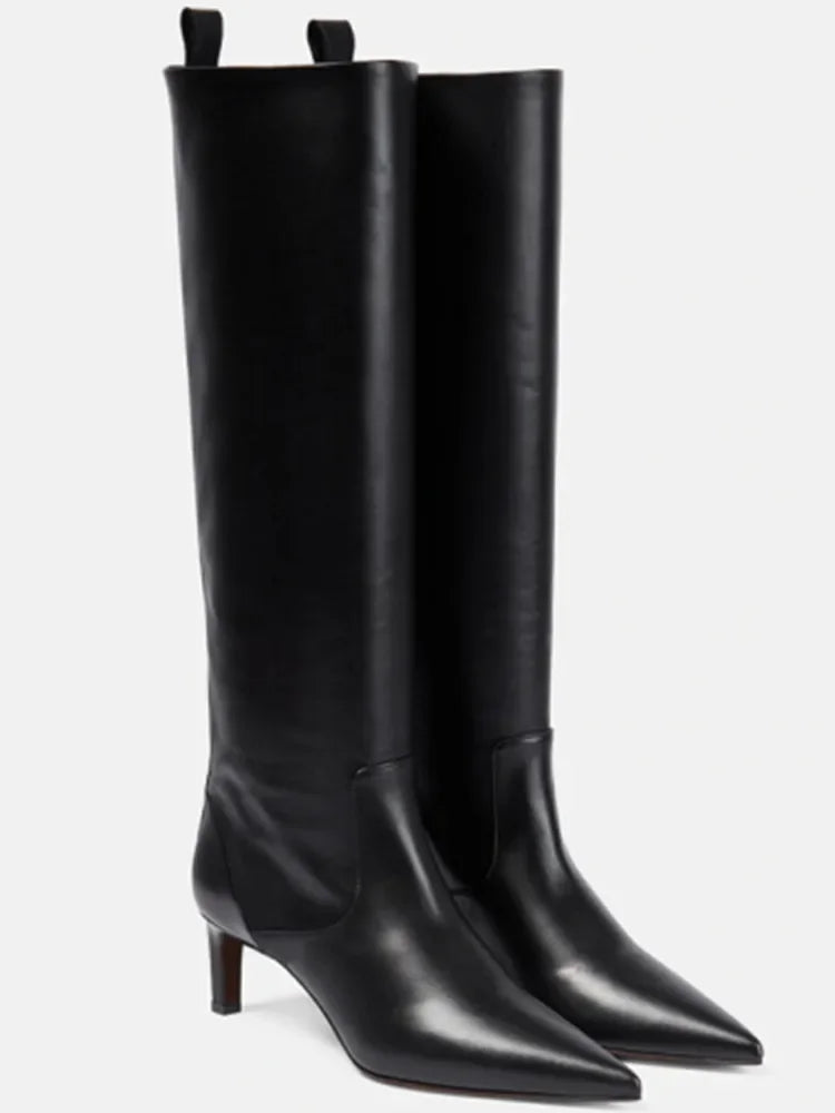 2026 Autumn and Winter New Pointed Stiletto High Heels Knee Length Women's Boots Fashion Versatile 34-46 Large Women's Boots