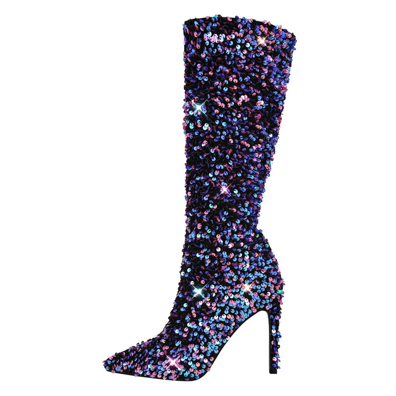 Winter Fashion Warm Short Flock Trouser Tube Boots Pointed Toe Matte PU Stiletto High Heel Boots