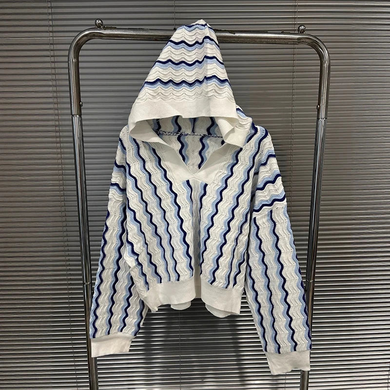 2026 Autumn New Fashion Elegant Women's Two-pieces Set Versatile Long Sleeve Knitted Top Striped Shorts Female 11A05644