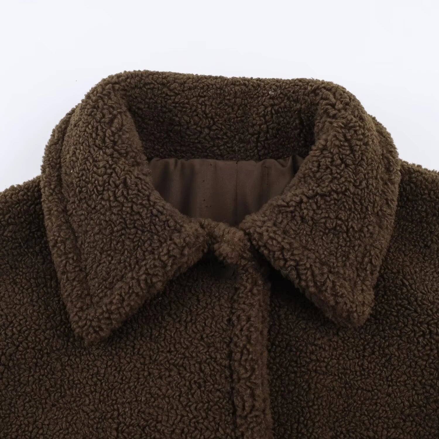 2025 winter new women's clothing lazy style lapel long sleeved simple temperament lamb wool fleece long coat jacket