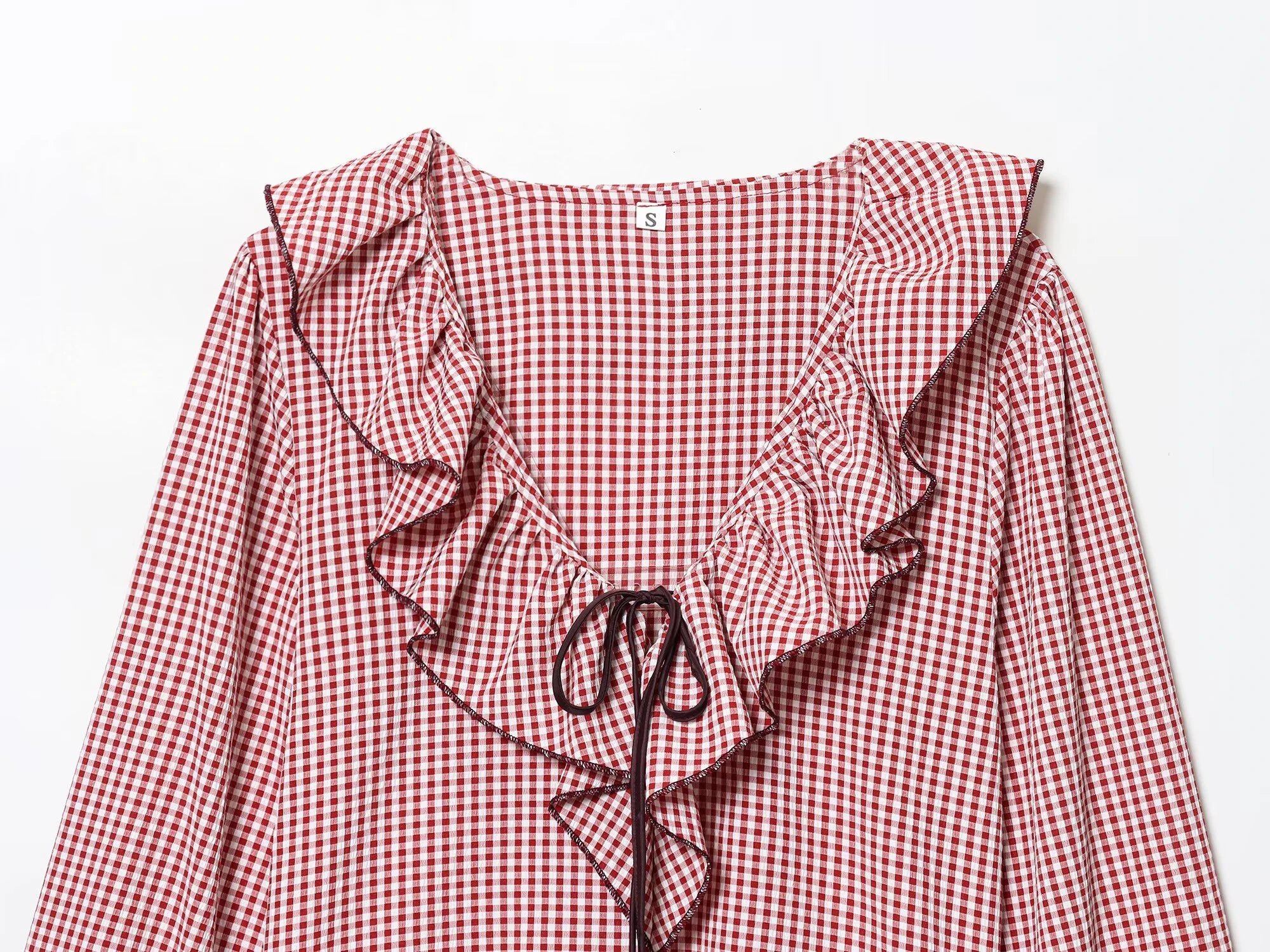 2025 Autumn New Women's Clothing European and American Style Fashion Temperament Small Grid Layered Decorative Shirt