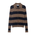 2025 Winter New Product Women's Flip Collar College Style Long Sleeve POLO Collar Striped Knitted Cardigan