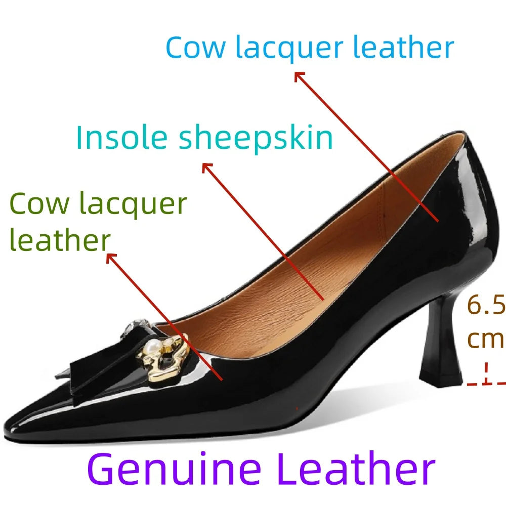 Sexy Charming Women's Single Shoes With Metal Decoration Quality Genuine Leather Comfortable High Heels 33-43