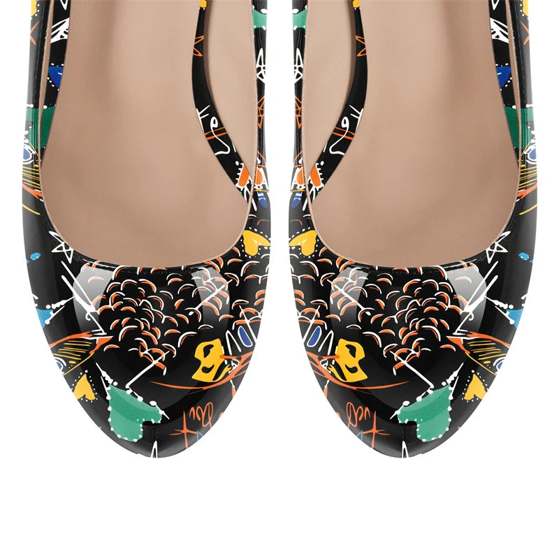 Women Platform Graffiti  Stiletto Heels 16cm Extremely High Pumps Large Sizes Plus Size 46 Shoes