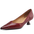 Handmade Genuine Leather Mid Heels Women Pointed Shallow Mouthed Single Shoes Attendant Formal Work Shoes 33-40