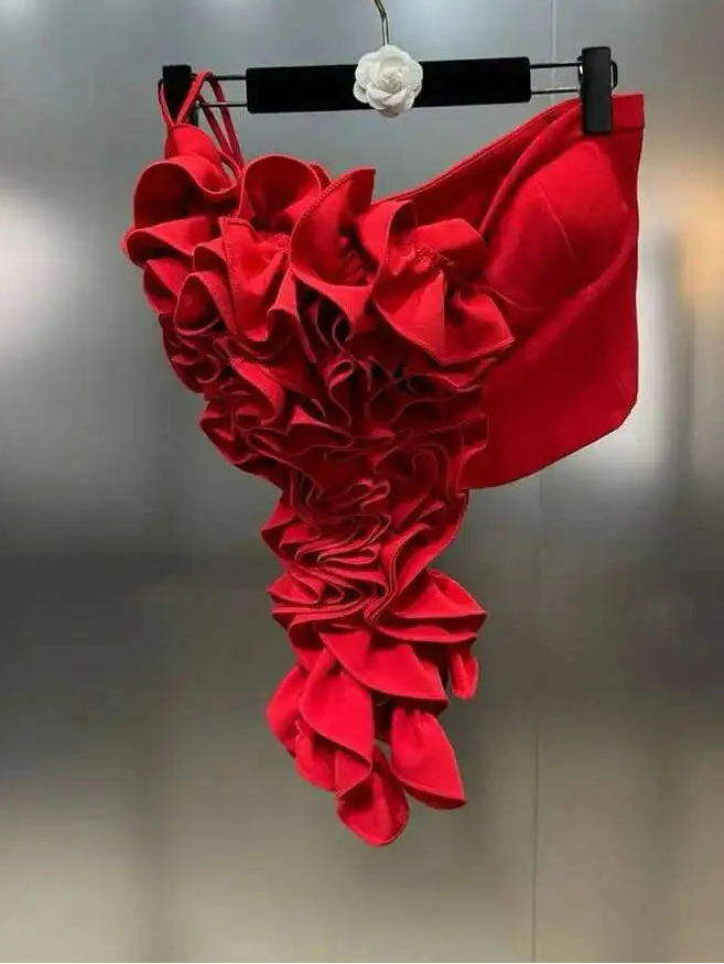 New Items Fashion Women's Wrinkled Edge Sling Vest Trendy Zipper Backless Sleeveless Camisole Female 2025 Spring 11XX8800