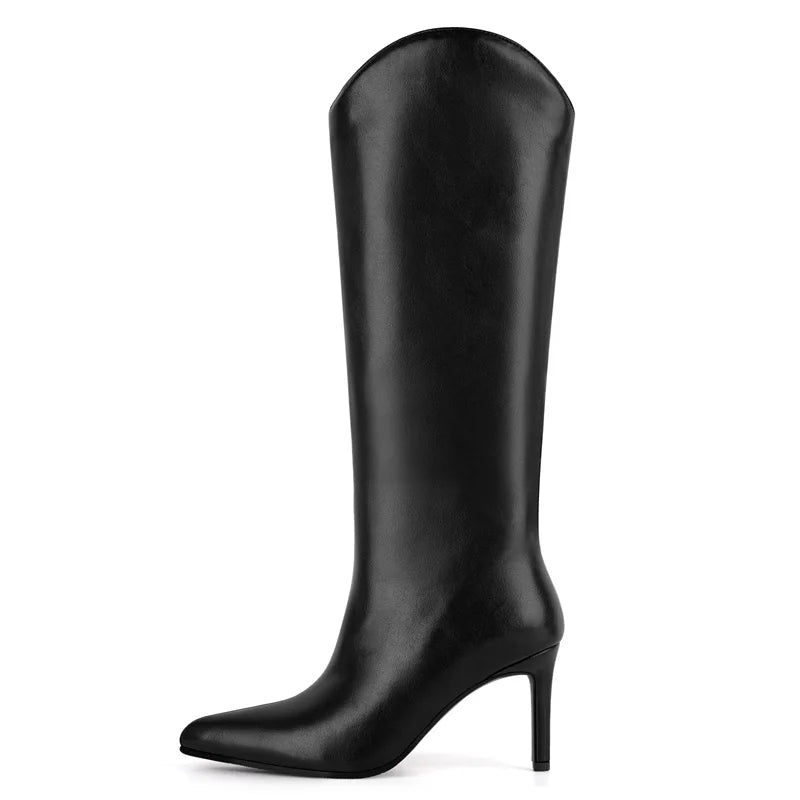 Onlymaker Women Pointed Slip-on Stiletto Stretch Knee-high Boots Dressy Fashion Sexy Party Winter Boots