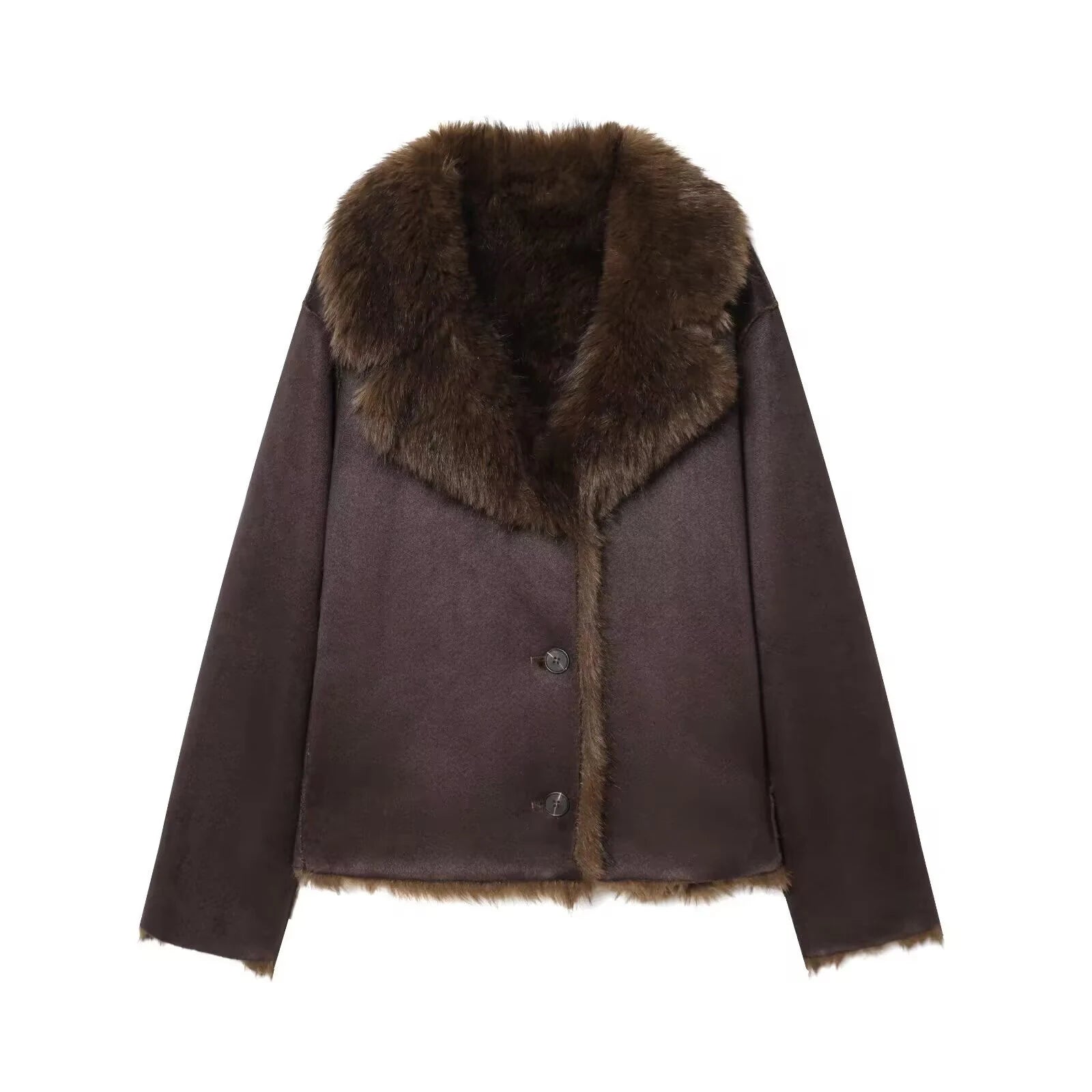 European and American style 2025 winter new product women's versatile double-sided faux fur effect jacket jacket