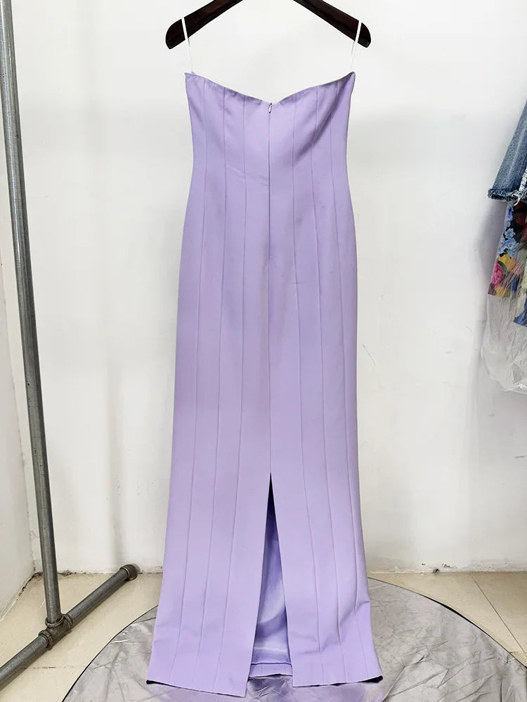 STREET Newest Fashion 2026 Vestido Women's Tassel Pendant Beaded Wrapped Chest Long Maxi Dress