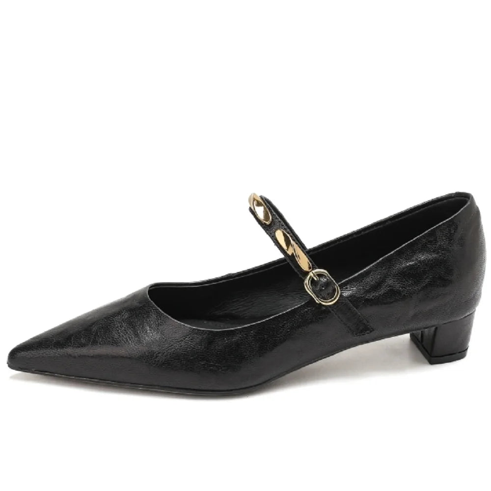 Handmade Genuine Leather Comfortable Mid Heel Single oes Women Work oes Easy to Wear And Not Tiring 34-40