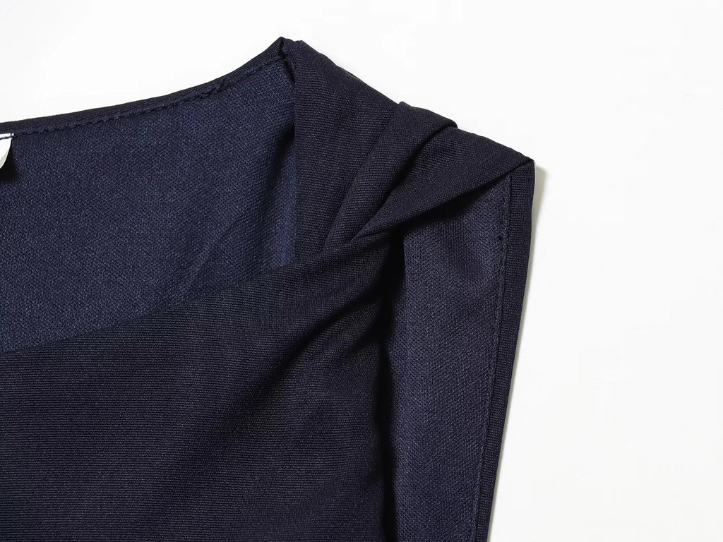 2026 Autumn New Product Design Round Neck Riveted Asymmetric Sleeveless Short Dress for Women