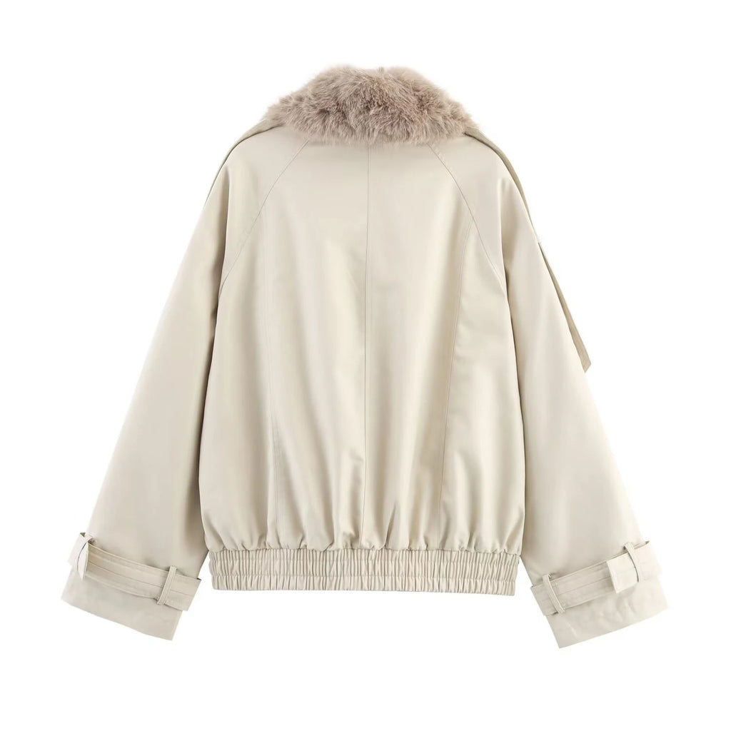 2025 Autumn New Product Women's Loose Double breasted Short Waterproof Windbreaker Pie Overcomes Outcoat