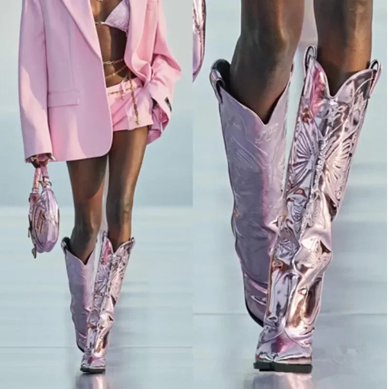 2026 New Fashion Knee Long Pointed Women's Boots Thin High Heel Fashion Show Brand Mid Sleeve Women's Boots