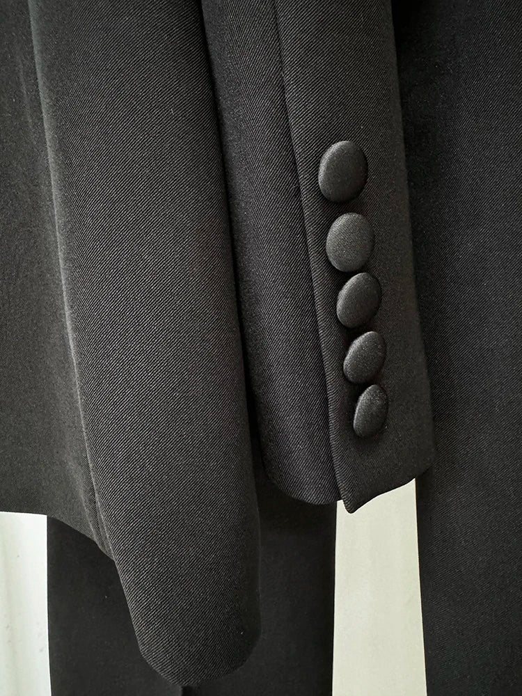 STREET Newest Fashion 2026 Designer Suit Set Women's Sequined Beading Single Button Blazer Flare Pants Set 2pcs