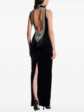 STREET Newest Fashion 2026 Designer Party Vestido Women's Diamonds Beading Sleeveless Sexy Backless Velvet Long Maxi Dress
