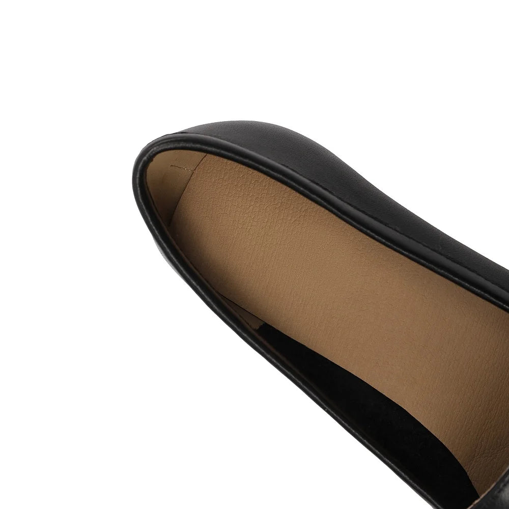 New Women Handmade Genuine Leather Soft comfortable Square Toe Med Heel Loafers Casual Mules Ladies Shoes 33-43