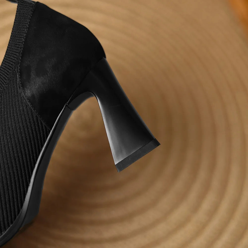 Handmade Brand Genuine Leather New Women Metal iron head Pointed Toe Thin Heel Modern Shoes