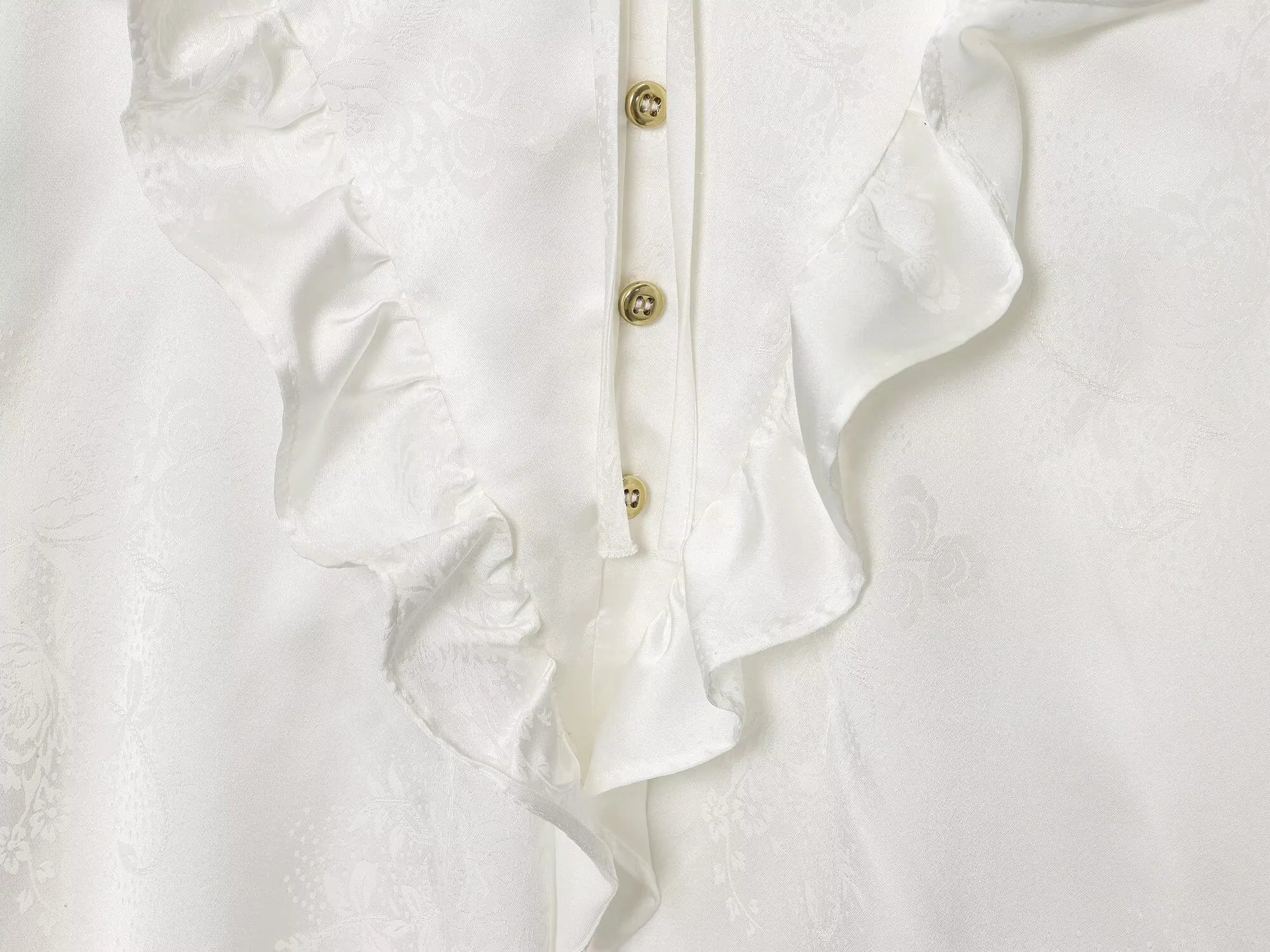 2025 Autumn New Women's Clothing French Style Mushroom Edge Standing Collar Long Sleeve Shirt