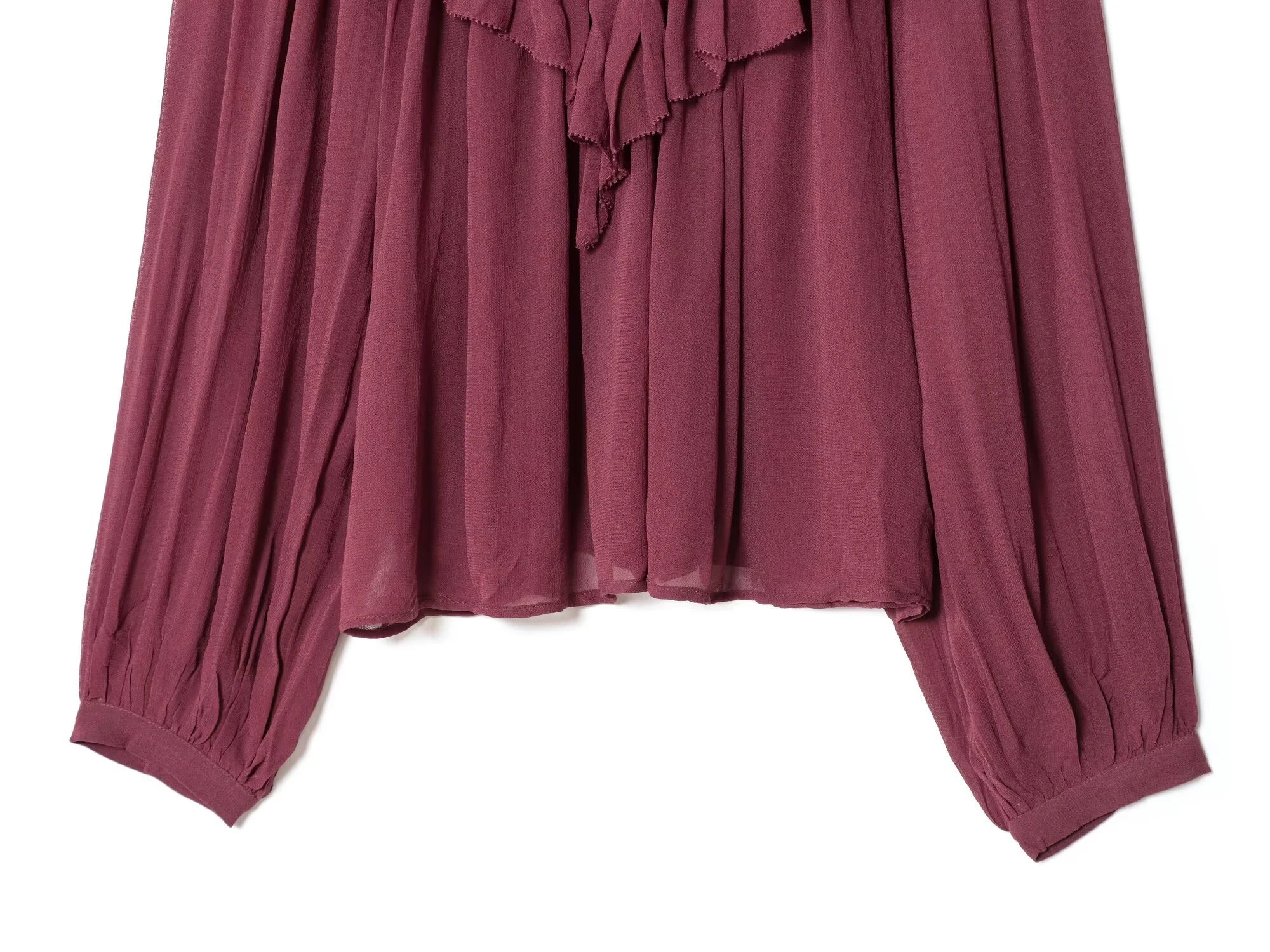 2025 autumn new women's clothing European and American style fashionable ruffled decoration chiffon shirt