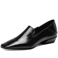 Woman Handmade Genuine Leather Elegant Square Toe Cute Casual Flats Female Retro Shoe Mid Heeled Soft Soled 34-40
