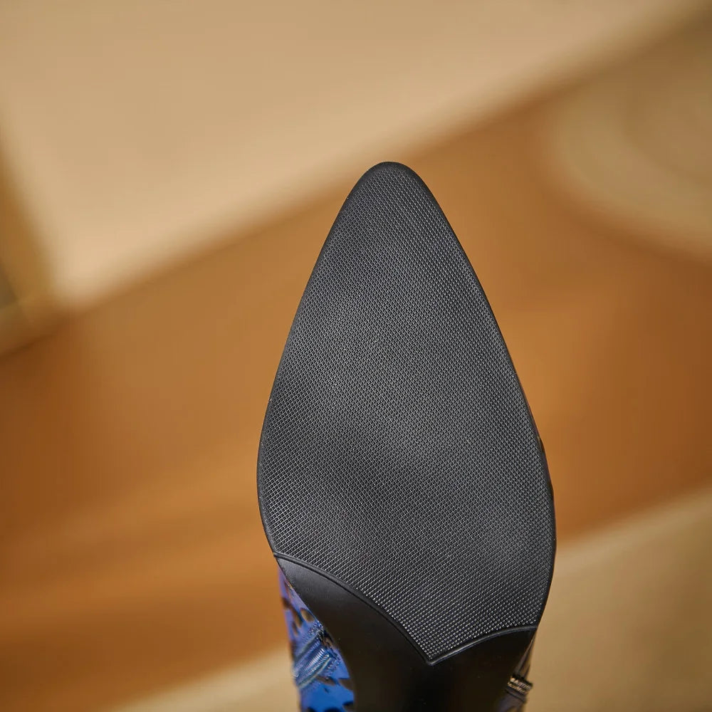 New Autumn Winter Warm Handmade Genuine Leather Shoes High Heels Pointed toe Dress Party Female Ankle Boots 34-40