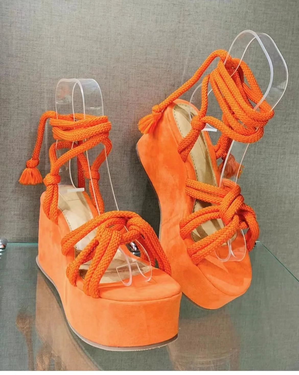 Summer Fashion Plus Size Shoes for Women 35-43 Platform Sandals Bandage Lace Up Zapatos