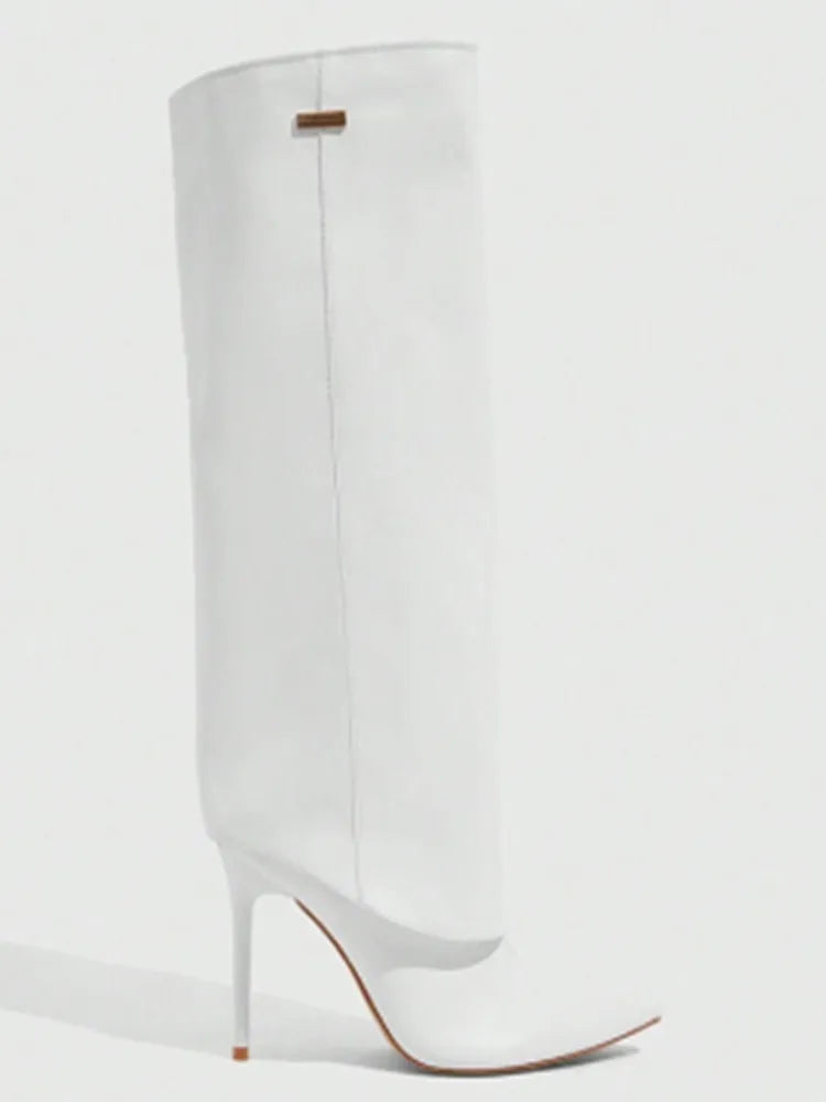 Autumn and Winter New High-heeled Knee High Women's Boots with Pointed Sleeves, Sexy Fashion Boots, Plus Size Skirt Boots