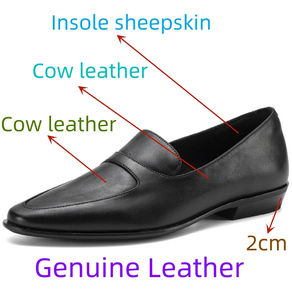 Vintage Handmade Genuine Leather Female Classic Round Toe Low Heels Concise Loafers For Women Casual Shoes 34-40