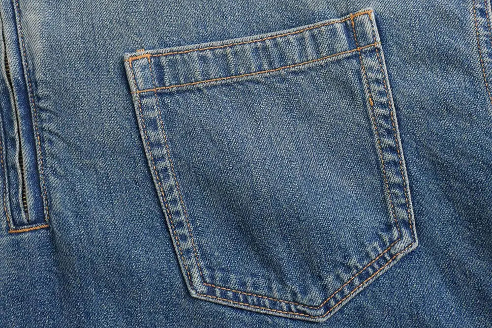 Women Fashion Solid Denim Dress Long Sleeves Female Chic Lady Casual Loose Short Dress