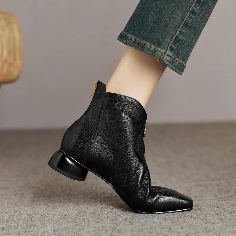 Women's sheepskin bowtie decoration back zip flats autumn ankle boots high quality soft comfortable casual 34-41