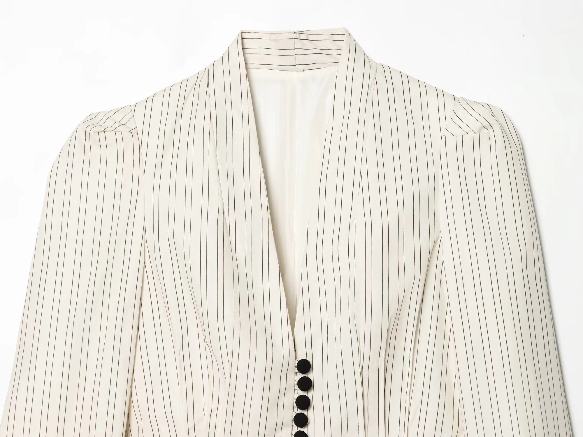 European and American style women's clothing new long sleeved striped short skirt hem suit jacket