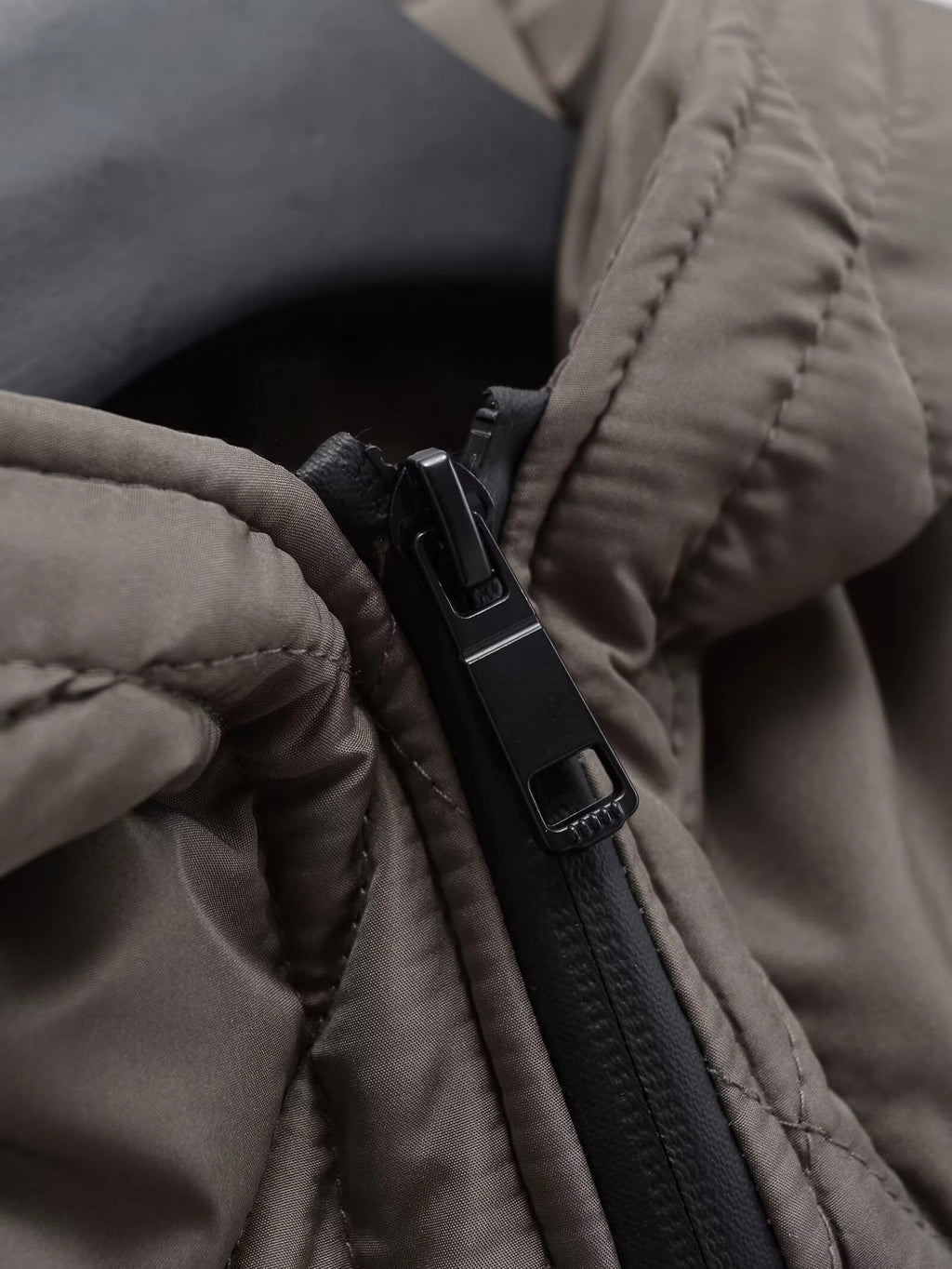 Winter new women's fashion hooded quilted diamond grid medium long cotton clothes casual loose cotton clothes