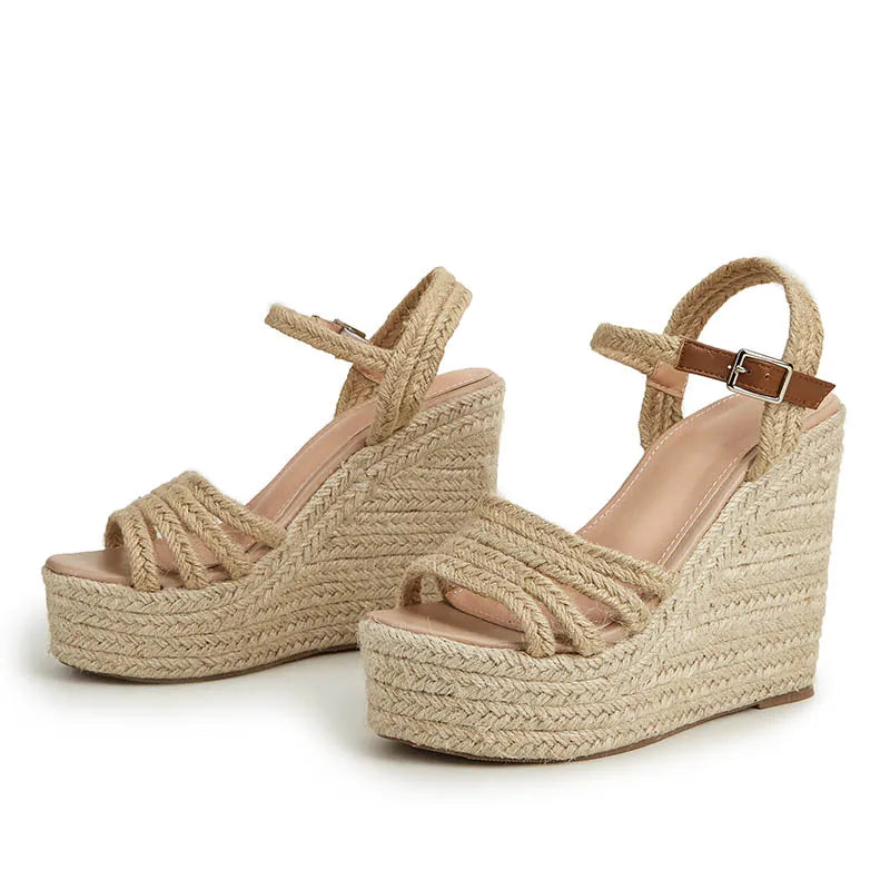 Espadrilles Spring summer bohemian wedges platform peep toe women sandals