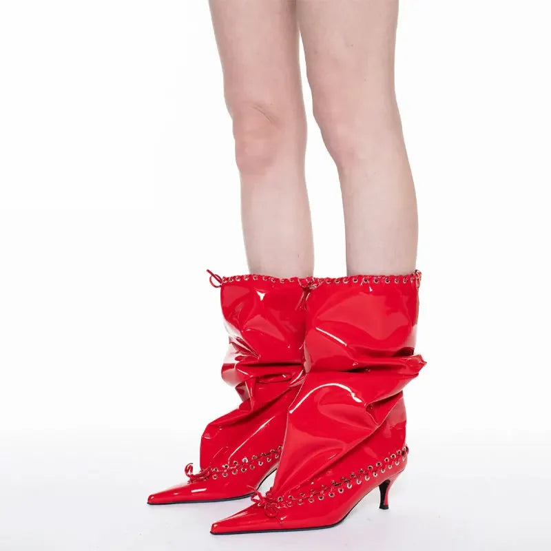 2026 Women's New Slim Fit High Heels, Wide Waist Short Boots, Autumn and Winter Pointed Knee High Boots