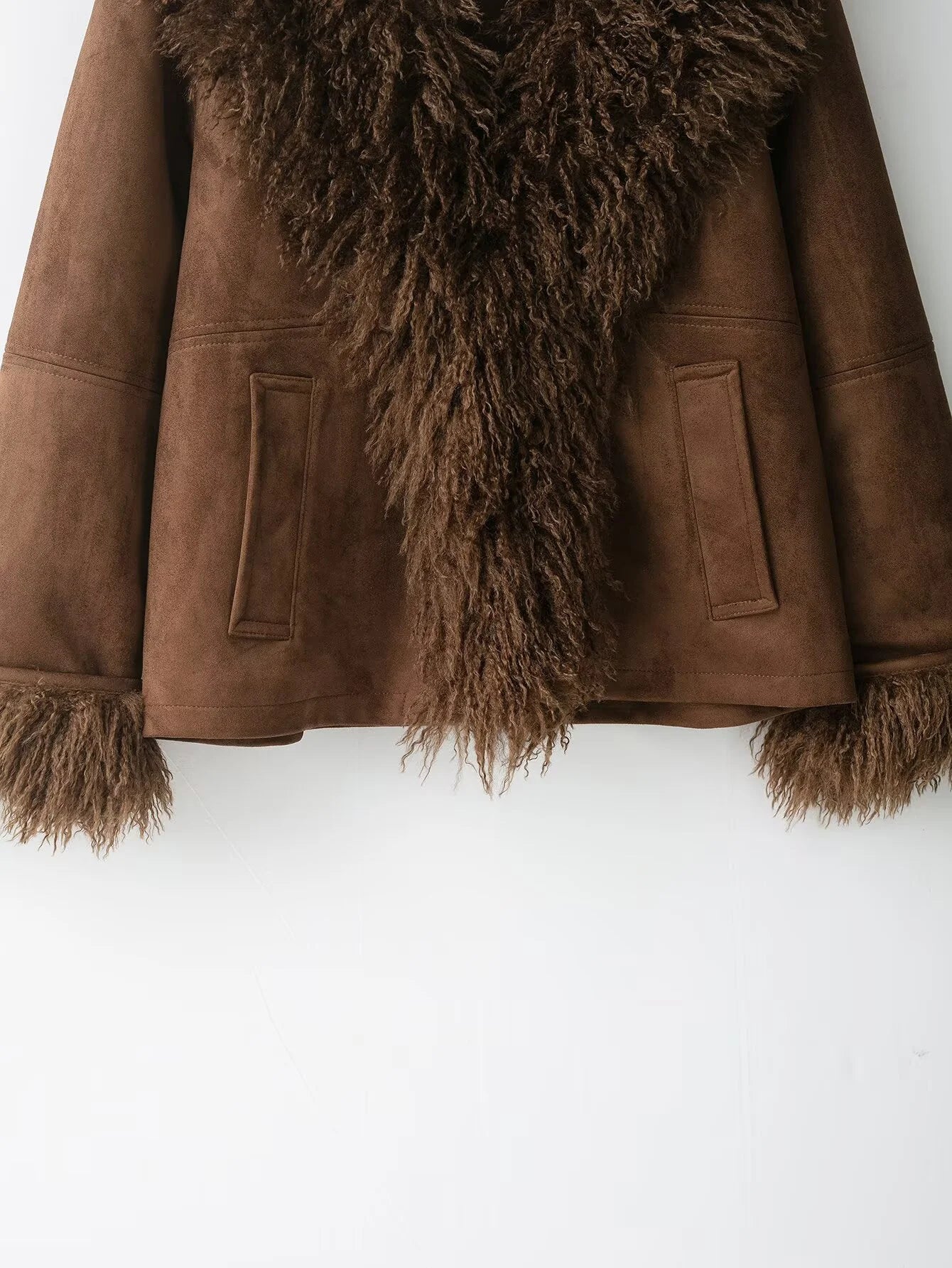 2025 Autumn New Product Women's Wear Melad Brown Double sided Artificial Fur Effect Jacket Coat