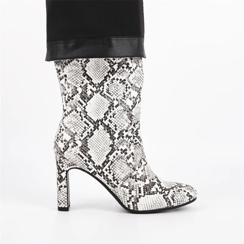 Onlymaker Women Pointed Side Zipper Stiletto Stretch Knee-high Boots Dressy Fashion Sexy Party Winter Boots