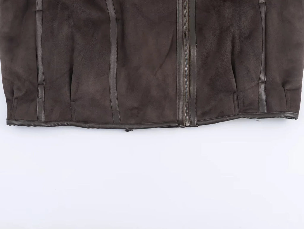 2025 Winter New Product Women's Clothing American Retro Fur One Piece High Collar Long Sleeve Double sided Jacket Coat