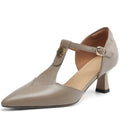 Handmade Genuine Leather Retro Sle with Buckle Design Hollow out Tea Flower Pattern Mid Heel Single Shoes 34-40