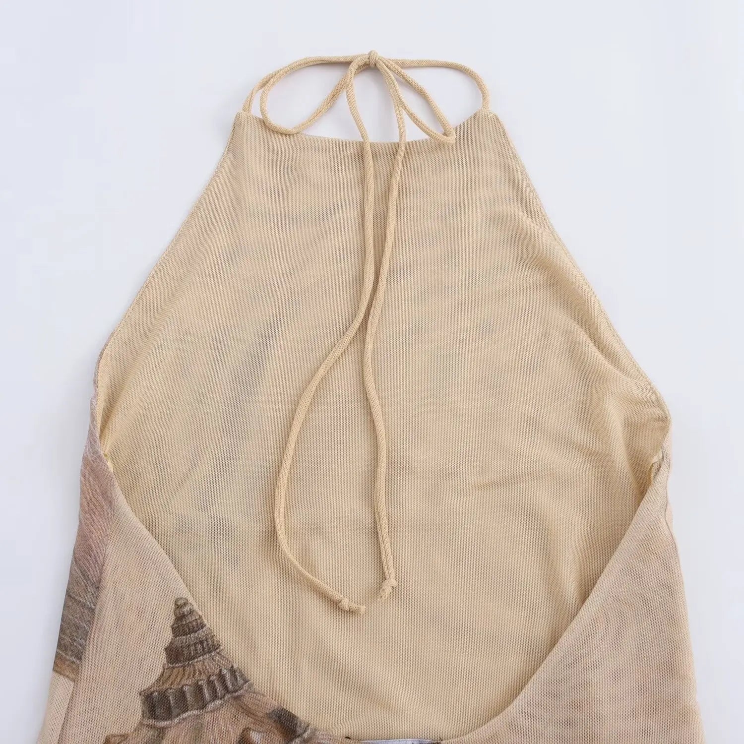 2026 Autumn New Temperament Women's European and American Style Fashion Slim Shell Print Silk Mesh Dress Street Style Slim Skirt