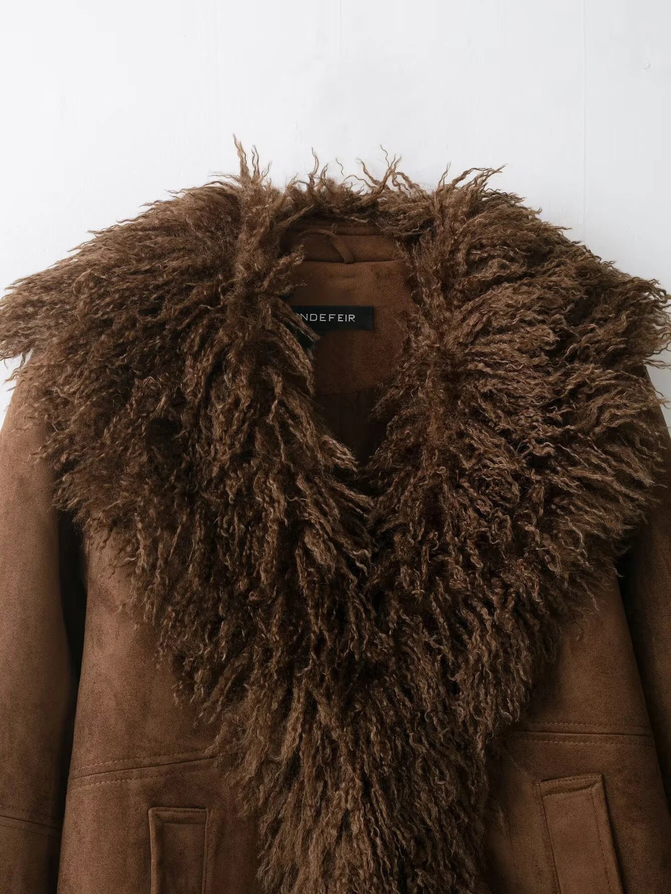 2025 Autumn New Product Women's Wear Melad Brown Double sided Artificial Fur Effect Jacket Coat