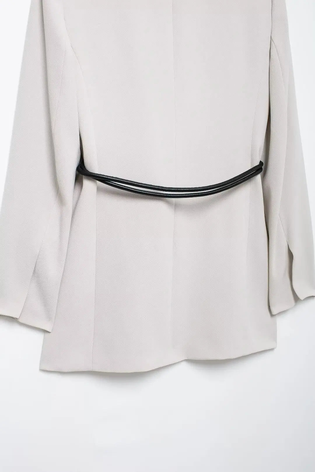 EDSA Women Belt Blazer Long Sleeves with Shoulder Pads V-Neck Jacket Long Sleeves for Office Lady Coat Outerwear