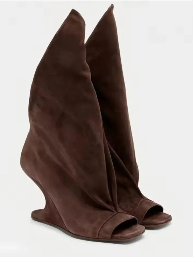 2026. New Thick High Heel Open toed Short Boots Fashion Alien Heel Fish Mouth Cool Boots Spring/Summer Women's Short Boots